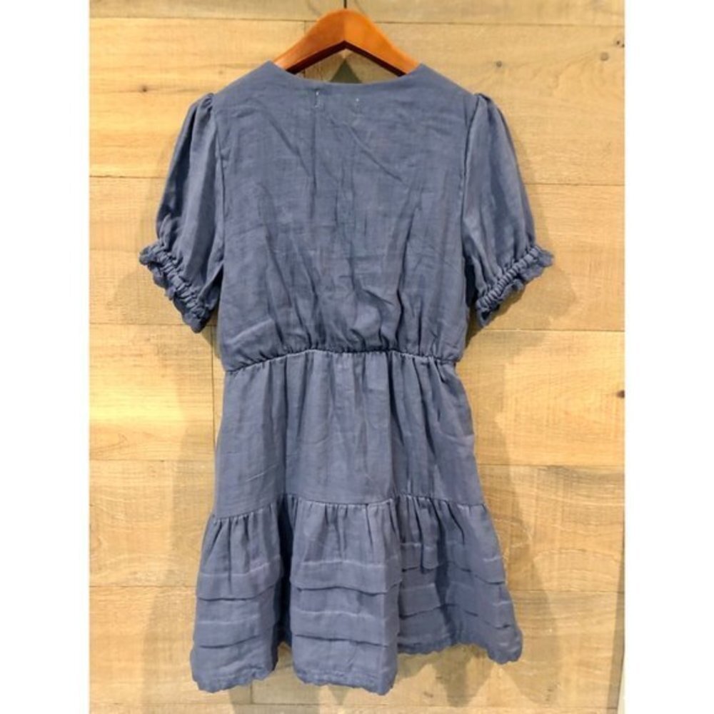 NWOT MAISIE Eyelet Trim Tiered Ruffle blue Cotton Dress Size M - Picture 8 of 9